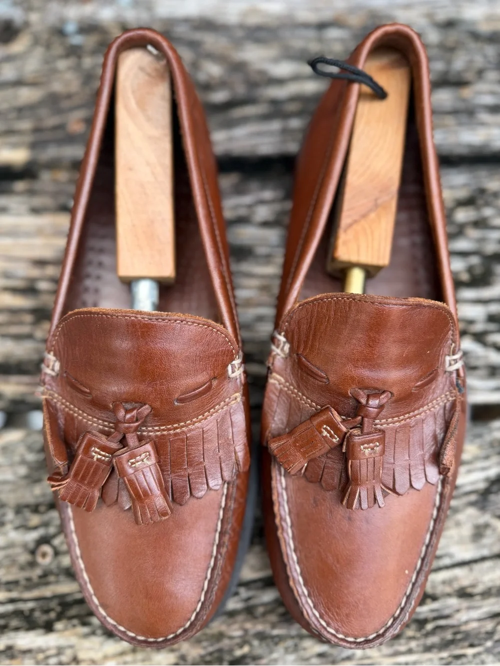 Dexter Men's Size 8.5 WW Brown Leather Kiltie Tassel Slip On Loafers Made USA P5
